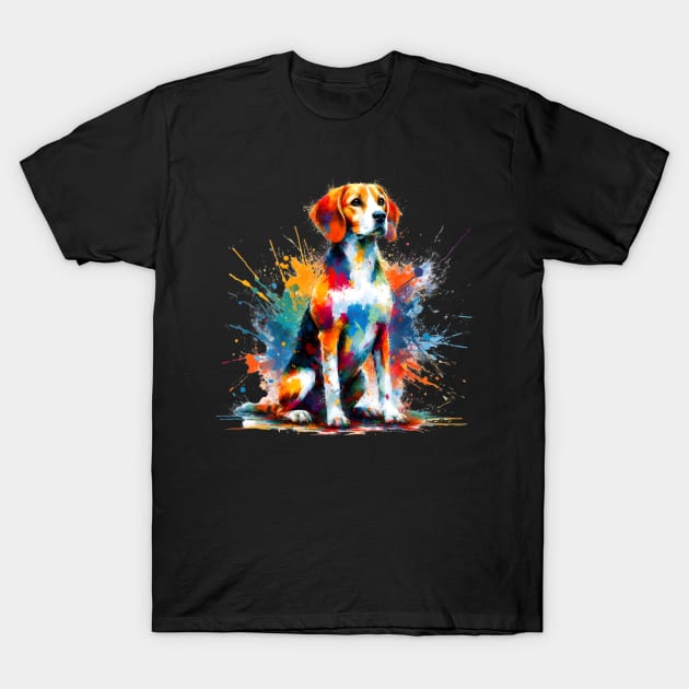 Vibrant Hanoverian Scenthound in Abstract Splash Art T-Shirt by ArtRUs